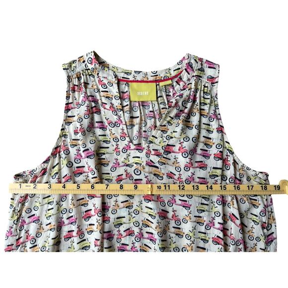 Maeve Anthropologie Vespa Scooter Print Sleeveless Blouse Enna Tank - Size 6 - Picture 9 of 13